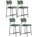 Kit 04 Banquetas Baixa Bar Cozinha Sala De Jantar Preto Elira L02 Couríssimo Verde - Lyam Decor