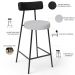 Kit 04 Banquetas Baixa Bar Cozinha Sala Jantar Milão L02 Couríssimo Preto Linho Cinza - Lyam Decor