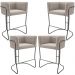 Kit 04 Banquetas Baixa Base de Aço Preto Betina D02 Bouclê Creme C-54 - Lyam Decor