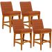 Kit 04 Banquetas Baixa Cozinha Bancada Bar Sala Jantar Fixa Mila L02 Tecido Terracota - Lyam Decor