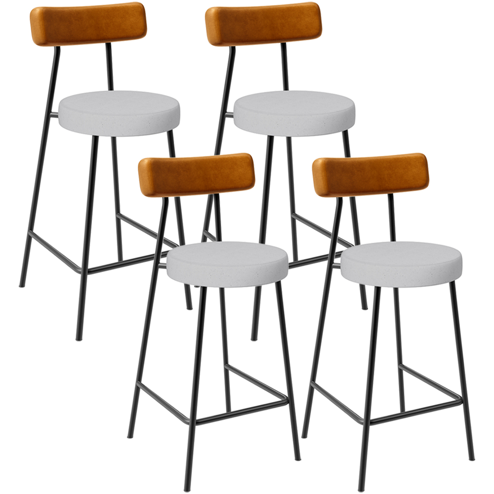 Kit 04 Banquetas Baixa Cozinha E Sala Jantar Bancada Milão L02 Couríssimo Whisky Cinza - Lyam Decor