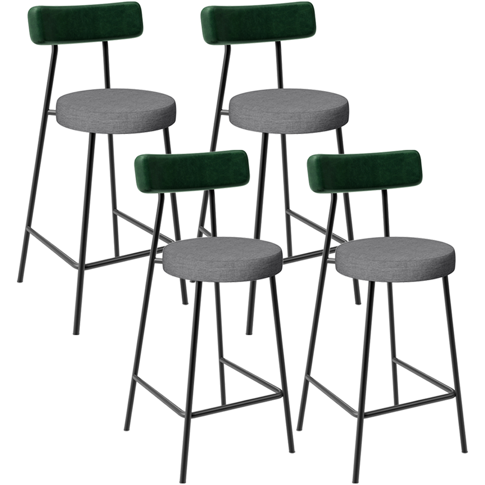Kit 04 Banquetas Baixa Cozinha E Sala Jantar Bancada Milão L02 Facto Verde Cinza Escuro - Lyam Decor