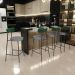 Kit 04 Banquetas Baixa Cozinha E Sala Jantar Bancada Milão L02 Facto Verde Cinza Escuro - Lyam Decor