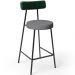 Kit 04 Banquetas Baixa Cozinha E Sala Jantar Bancada Milão L02 Facto Verde Cinza Escuro - Lyam Decor