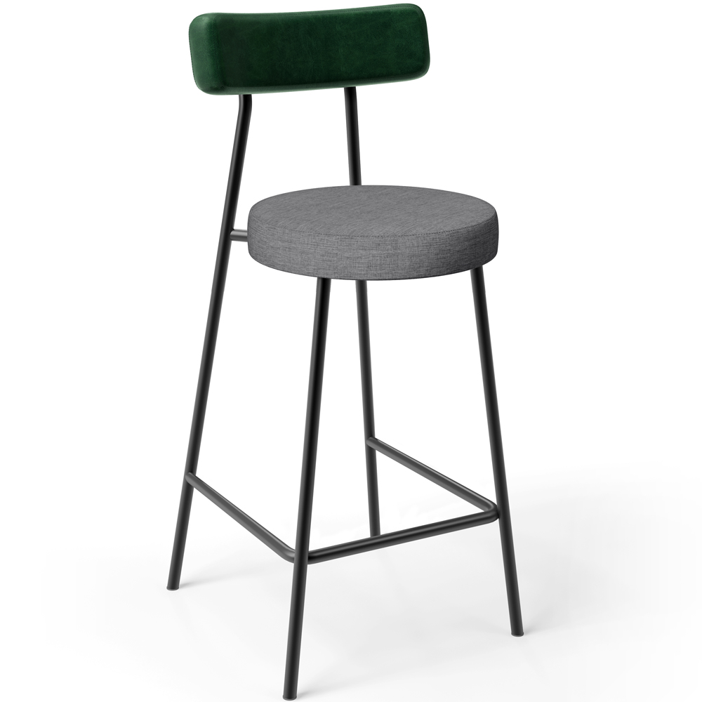 Kit 04 Banquetas Baixa Cozinha E Sala Jantar Bancada Milão L02 Facto Verde Cinza Escuro - Lyam Decor