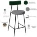 Kit 04 Banquetas Baixa Cozinha E Sala Jantar Bancada Milão L02 Facto Verde Cinza Escuro - Lyam Decor