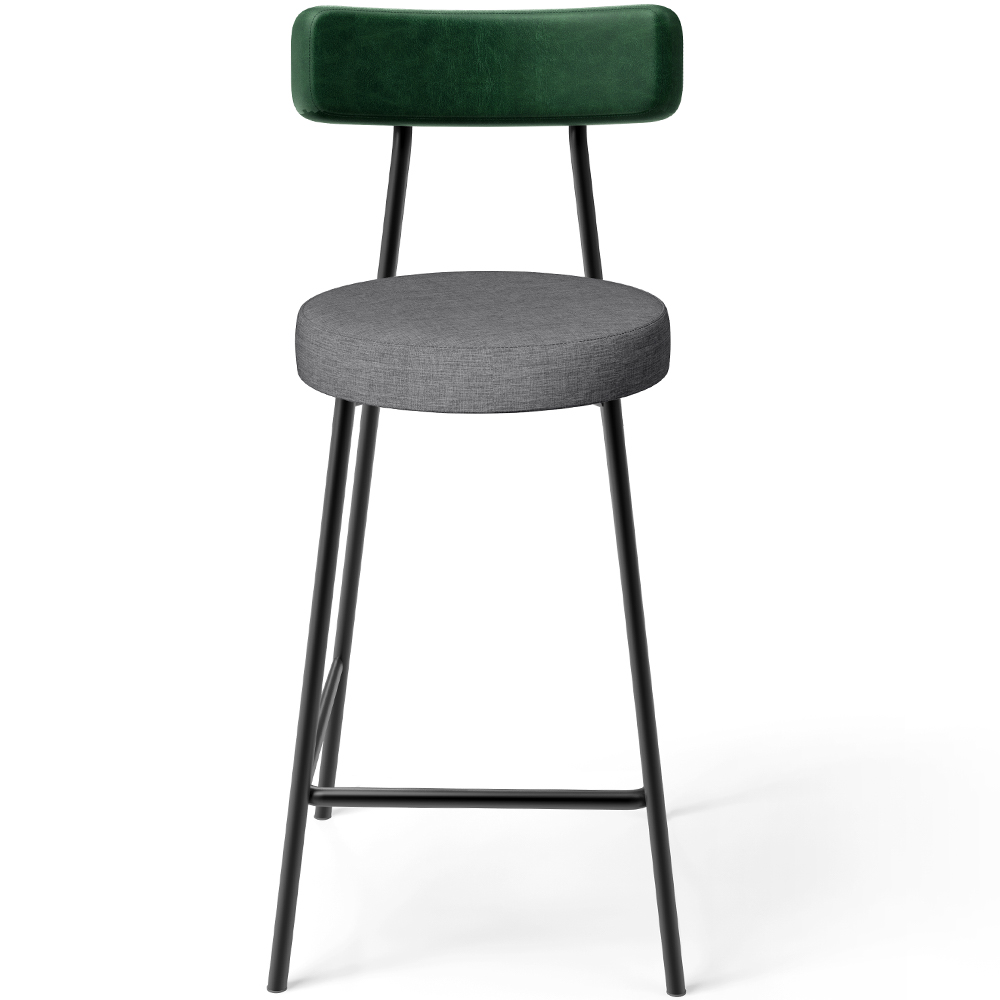 Kit 04 Banquetas Baixa Cozinha E Sala Jantar Bancada Milão L02 Facto Verde Cinza Escuro - Lyam Decor
