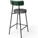 Kit 04 Banquetas Baixa Cozinha E Sala Jantar Bancada Milão L02 Facto Verde Cinza Escuro - Lyam Decor