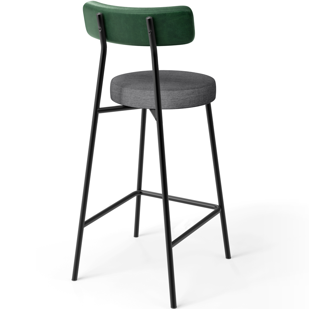 Kit 04 Banquetas Baixa Cozinha E Sala Jantar Bancada Milão L02 Facto Verde Cinza Escuro - Lyam Decor