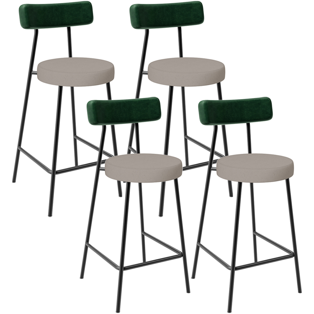 Kit 04 Banquetas Baixa Cozinha E Sala Jantar Bancada Milão L02 Facto Verde Linho Bege - Lyam Decor