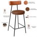 Kit 04 Banquetas Baixa Cozinha Sala Jantar Bancada Milão L02 Couríssimo Camel Marrom - Lyam Decor