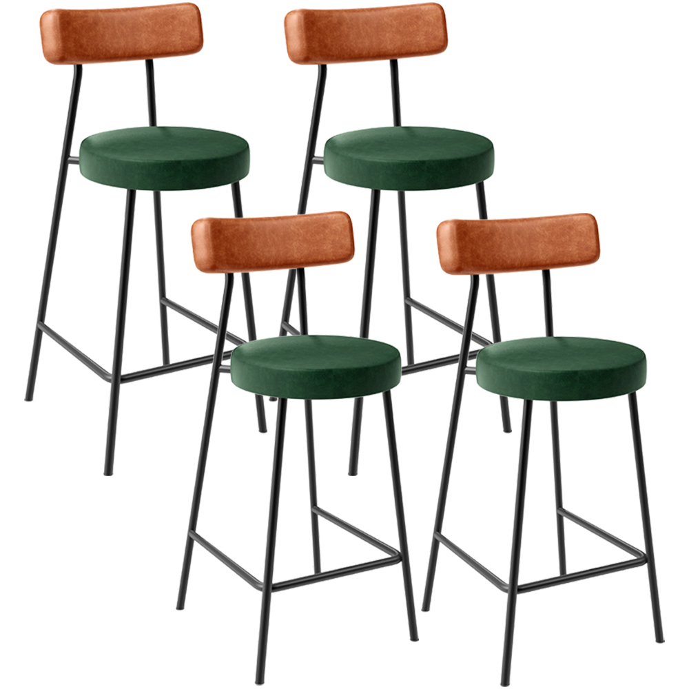 Kit 04 Banquetas Baixa Cozinha Sala Jantar Bancada Milão L02 Couríssimo Camel Verde - Lyam Decor