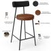 Kit 04 Banquetas Baixa Cozinha Sala Jantar Bancada Milão L02 Couríssimo Preto Marrom - Lyam Decor