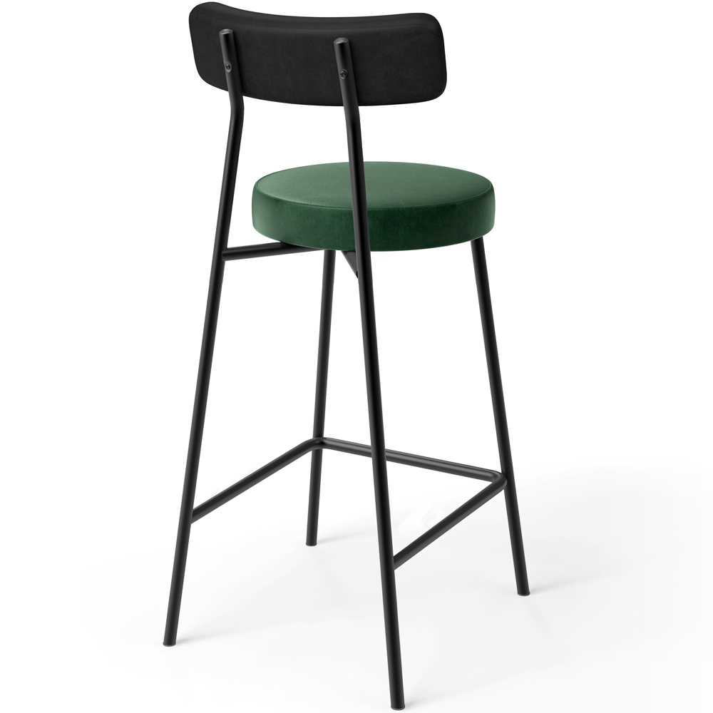 Kit 04 Banquetas Baixa Cozinha Sala Jantar Bancada Milão L02 Couríssimo Preto Verde  - Lyam Decor
