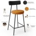 Kit 04 Banquetas Baixa Cozinha Sala Jantar Bancada Milão L02 Couríssimo Preto Whisky - Lyam Decor