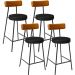 Kit 04 Banquetas Baixa Cozinha Sala Jantar Bancada Milão L02 Couríssimo Whisky Preto - Lyam Decor