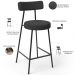 Kit 04 Banquetas Baixa Para Cozinha Sala De Jantar Bancada Milão L02 Bouclê Preto - Lyam Decor