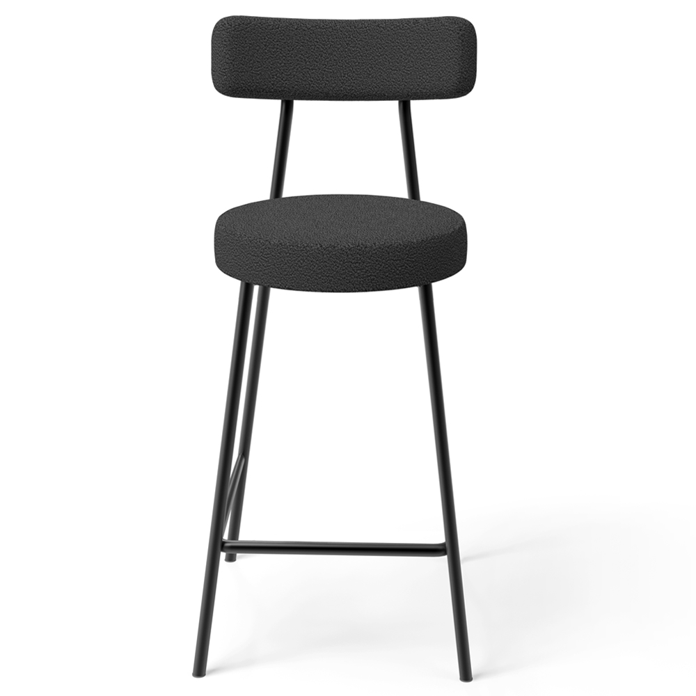 Kit 04 Banquetas Baixa Para Cozinha Sala De Jantar Bancada Milão L02 Bouclê Preto - Lyam Decor
