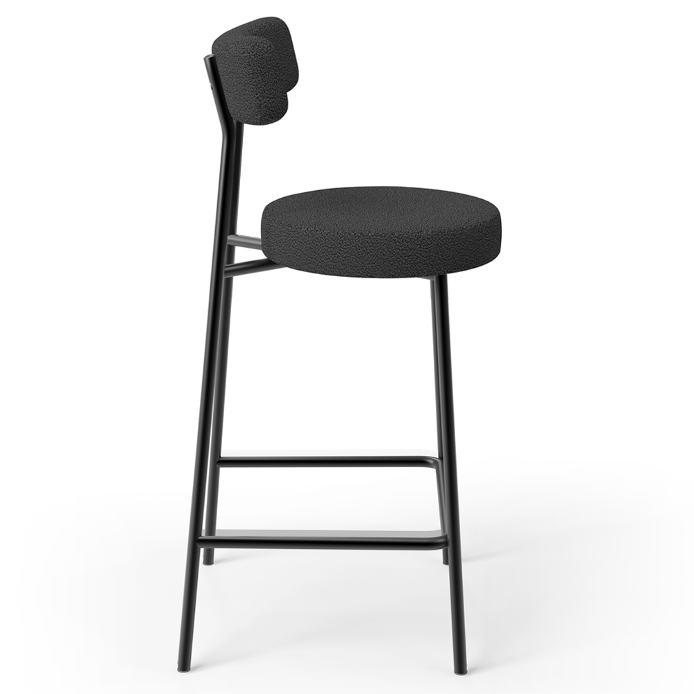 Kit 04 Banquetas Baixa Para Cozinha Sala De Jantar Bancada Milão L02 Bouclê Preto - Lyam Decor