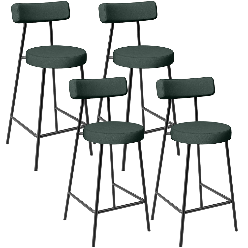 Kit 04 Banquetas Baixa Para Cozinha Sala De Jantar Bancada Milão L02 Linho Verde Musgo - Lyam Decor