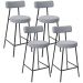 Kit 04 Banquetas Baixa Para Cozinha Sala De Jantar Bar Bancada Milão L02 Bouclê Cinza - Lyam Decor