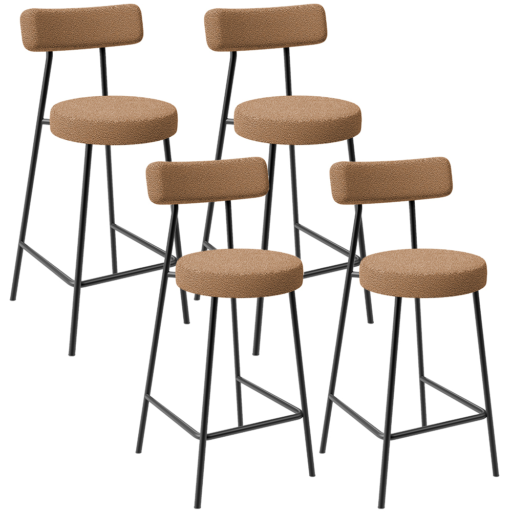 Kit 04 Banquetas Baixa Para Cozinha Sala De Jantar Bar Bancada Milão L02 Bouclê Mostarda - Lyam Decor