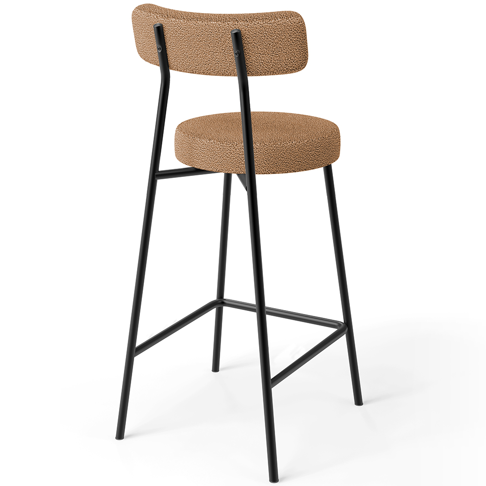 Kit 04 Banquetas Baixa Para Cozinha Sala De Jantar Bar Bancada Milão L02 Bouclê Mostarda - Lyam Decor