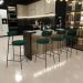 Kit 04 Banquetas Baixa Para Cozinha Sala De Jantar Bar Bancada Milão L02 Bouclê Verde - Lyam Decor