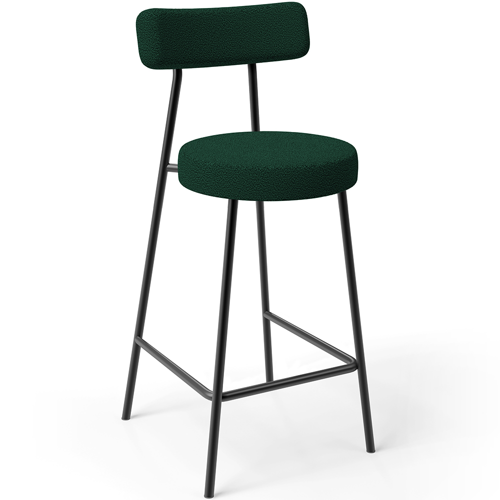 Kit 04 Banquetas Baixa Para Cozinha Sala De Jantar Bar Bancada Milão L02 Bouclê Verde - Lyam Decor