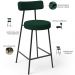 Kit 04 Banquetas Baixa Para Cozinha Sala De Jantar Bar Bancada Milão L02 Bouclê Verde - Lyam Decor