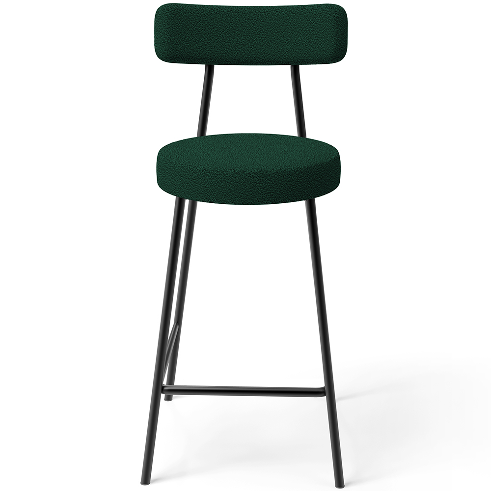 Kit 04 Banquetas Baixa Para Cozinha Sala De Jantar Bar Bancada Milão L02 Bouclê Verde - Lyam Decor