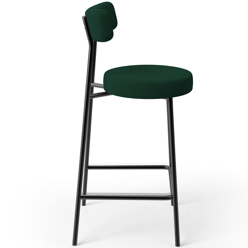 Kit 04 Banquetas Baixa Para Cozinha Sala De Jantar Bar Bancada Milão L02 Bouclê Verde - Lyam Decor