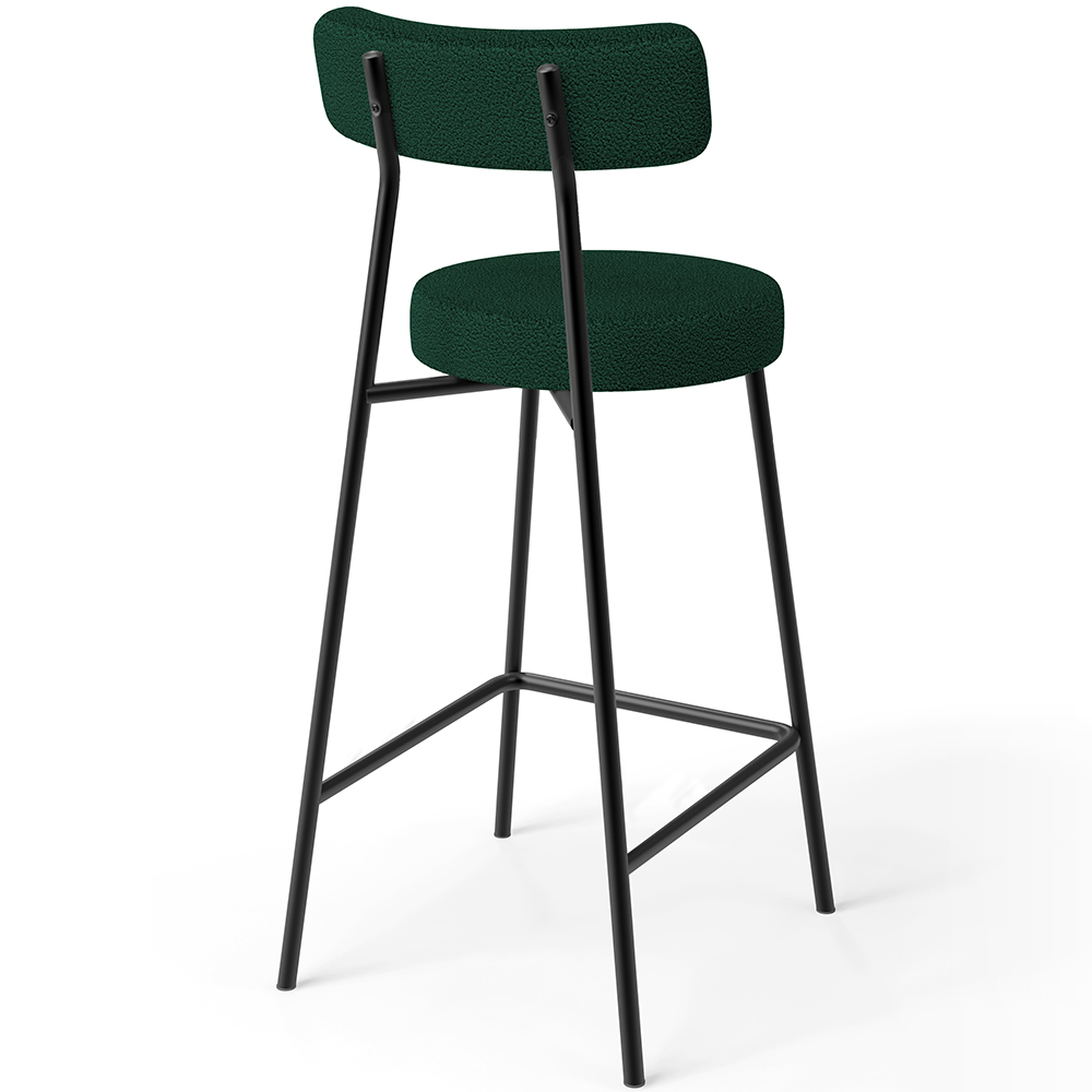 Kit 04 Banquetas Baixa Para Cozinha Sala De Jantar Bar Bancada Milão L02 Bouclê Verde - Lyam Decor