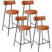 Kit 04 Banquetas Baixa Para Cozinha Sala De Jantar Bar Bancada Milão L02 Couríssimo Camel - Lyam Decor