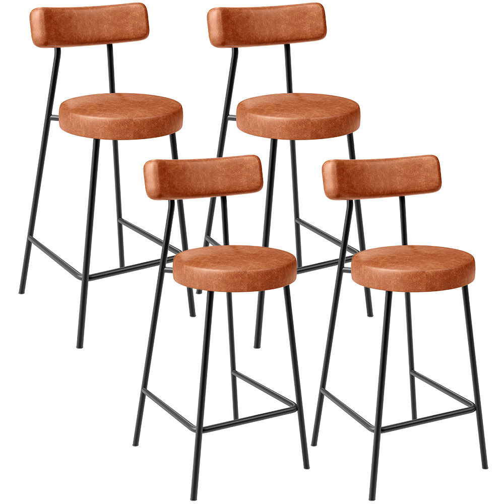 Kit 04 Banquetas Baixa Para Cozinha Sala De Jantar Bar Bancada Milão L02 Couríssimo Camel - Lyam Decor