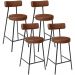Kit 04 Banquetas Baixa Para Cozinha Sala De Jantar Bar Bancada Milão L02 Couríssimo Marrom - Lyam Decor