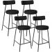 Kit 04 Banquetas Baixa Para Cozinha Sala De Jantar Bar Bancada Milão L02 Couríssimo Preto - Lyam Decor
