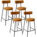Kit 04 Banquetas Baixa Para Cozinha Sala De Jantar Bar Bancada Milão L02 Couríssimo Whisky - Lyam Decor