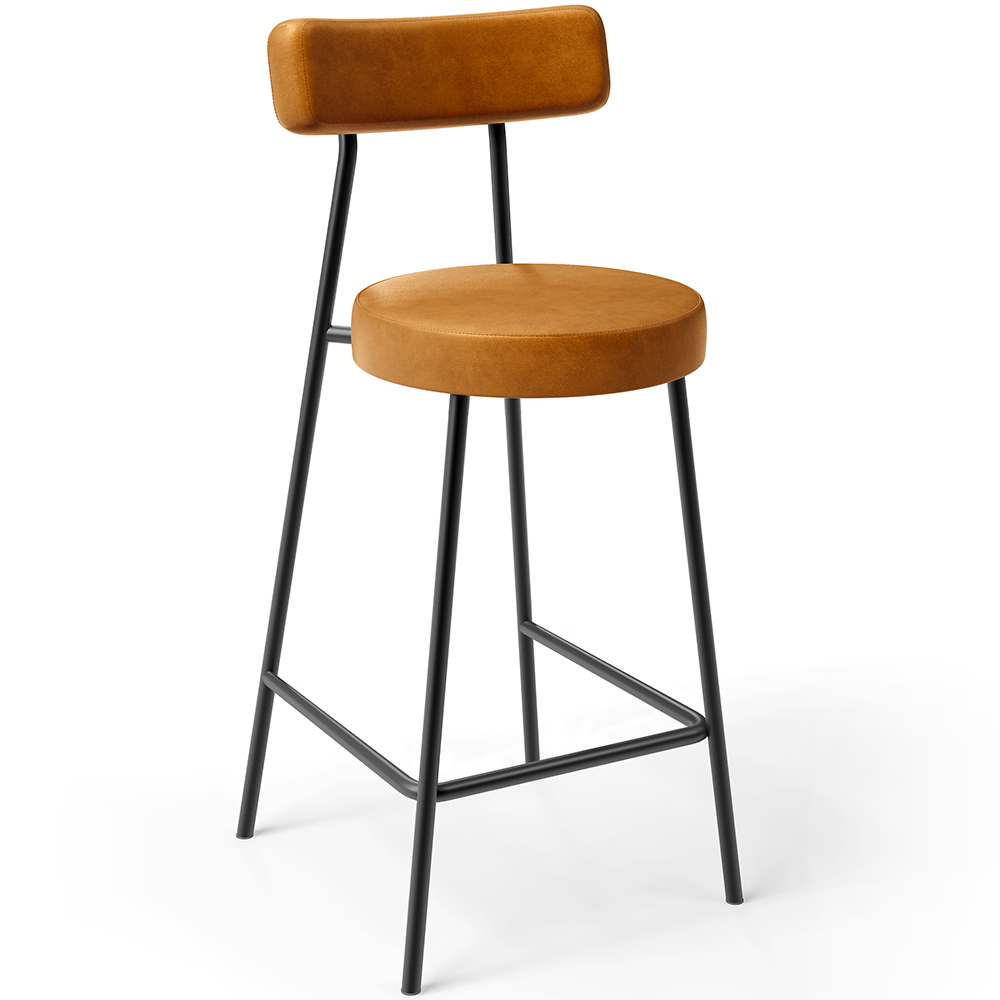 Kit 04 Banquetas Baixa Para Cozinha Sala De Jantar Bar Bancada Milão L02 Couríssimo Whisky - Lyam Decor