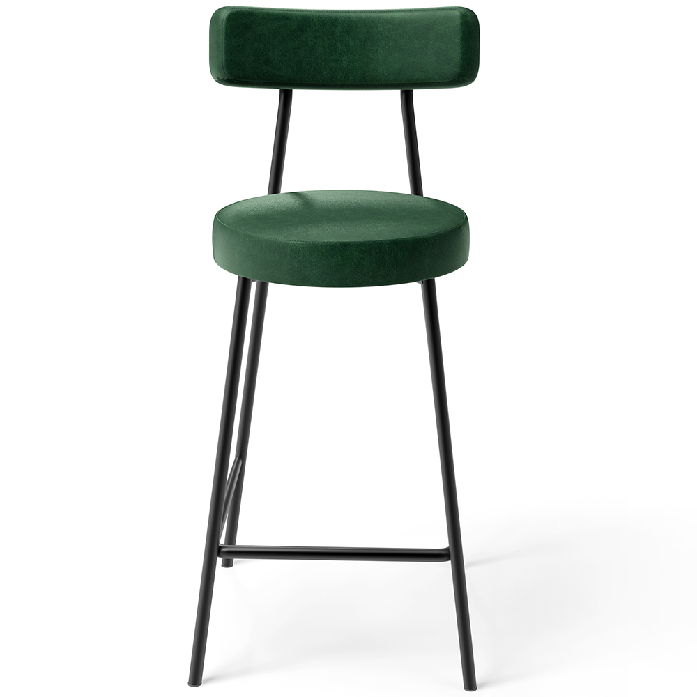 Kit 04 Banquetas Baixa Para Cozinha Sala De Jantar Bar Bancada Milão L02 Facto Verde Musgo - Lyam Decor