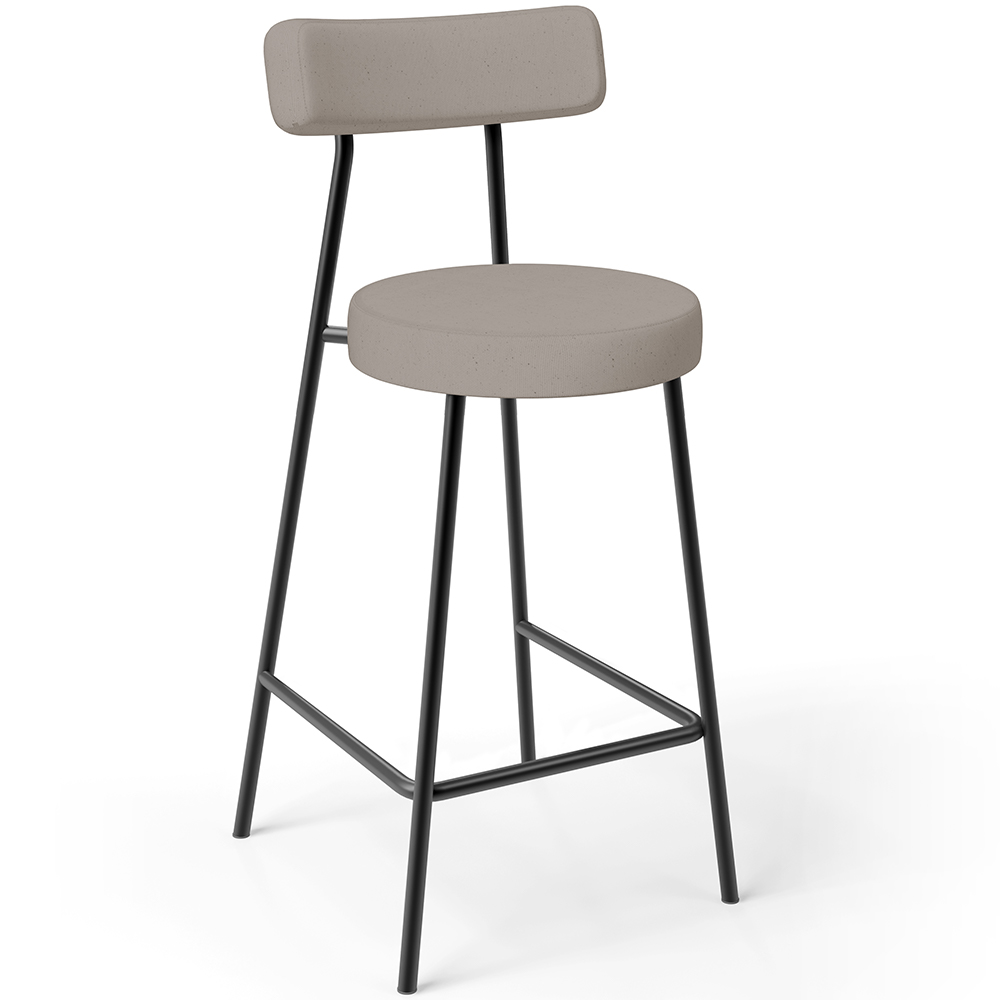 Kit 04 Banquetas Baixa Para Cozinha Sala De Jantar Bar Bancada Milão L02 Linho Bege - Lyam Decor