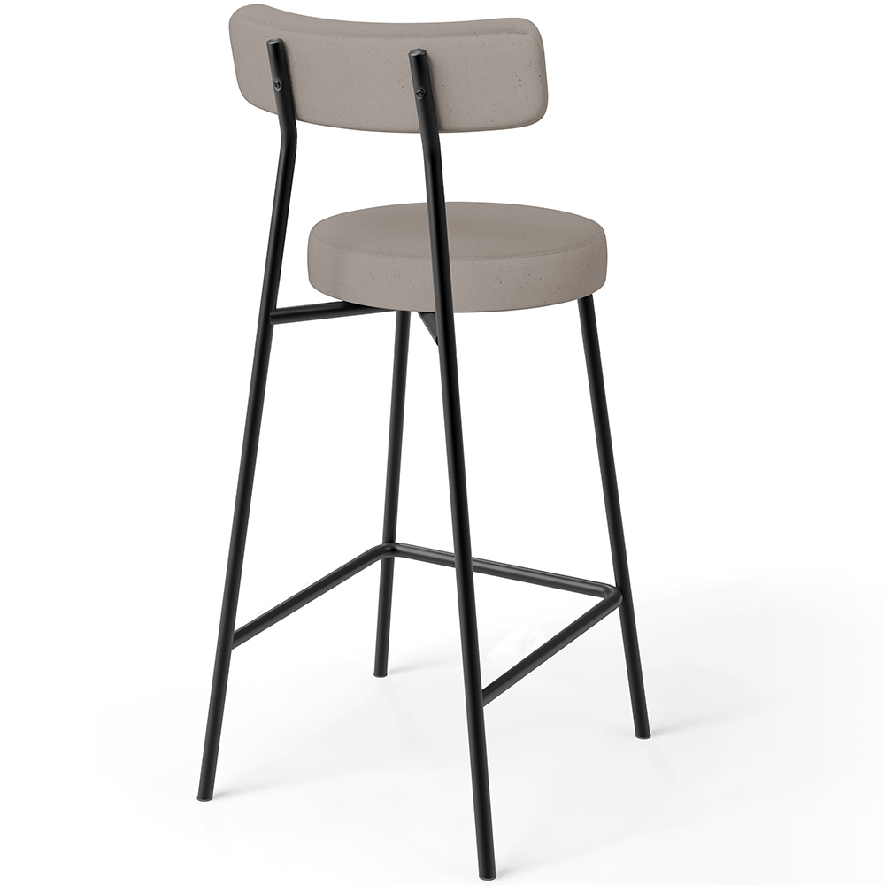 Kit 04 Banquetas Baixa Para Cozinha Sala De Jantar Bar Bancada Milão L02 Linho Bege - Lyam Decor