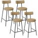 Kit 04 Banquetas Baixa Para Cozinha Sala De Jantar Bar Bancada Milão L02 Linho Bege Escuro - Lyam Decor