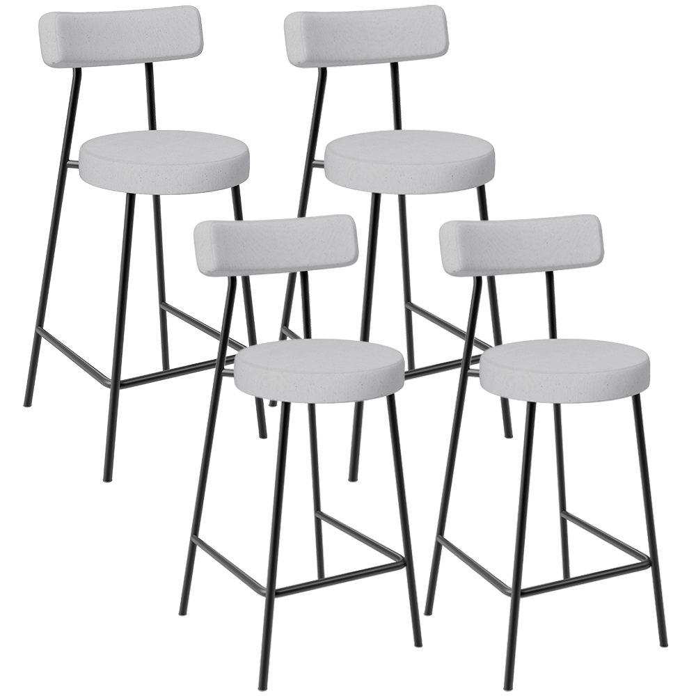 Kit 04 Banquetas Baixa Para Cozinha Sala De Jantar Bar Bancada Milão L02 Linho Cinza - Lyam Decor