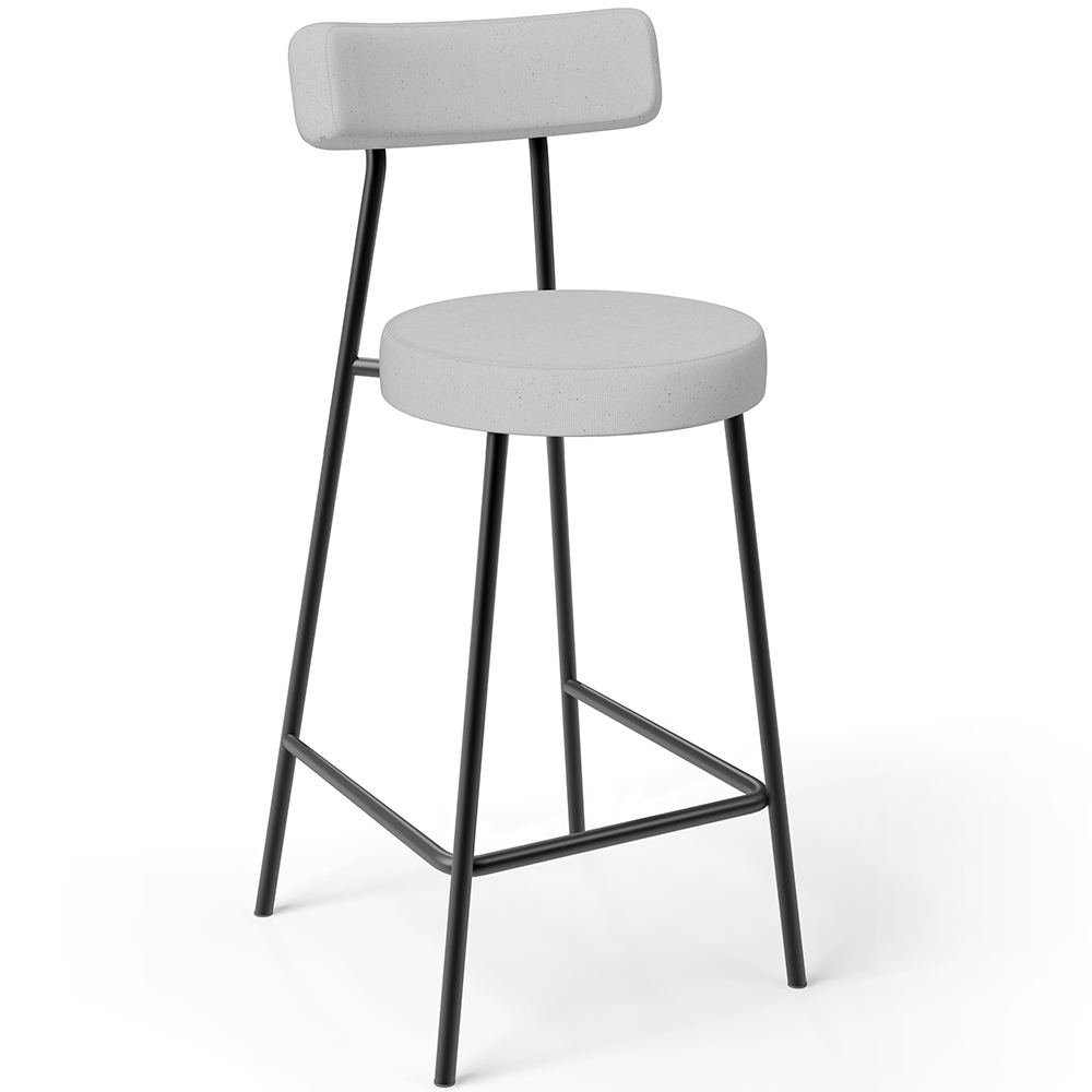Kit 04 Banquetas Baixa Para Cozinha Sala De Jantar Bar Bancada Milão L02 Linho Cinza - Lyam Decor