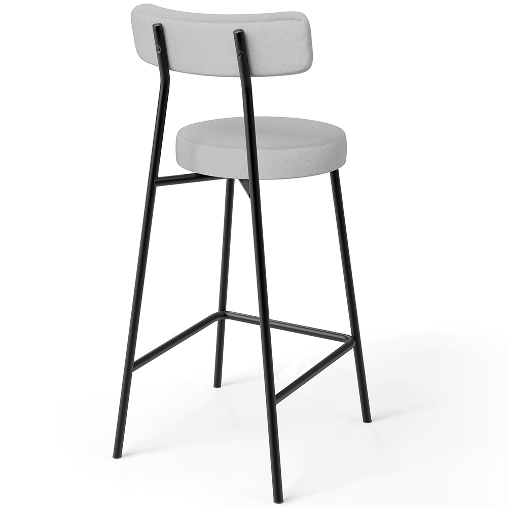 Kit 04 Banquetas Baixa Para Cozinha Sala De Jantar Bar Bancada Milão L02 Linho Cinza - Lyam Decor