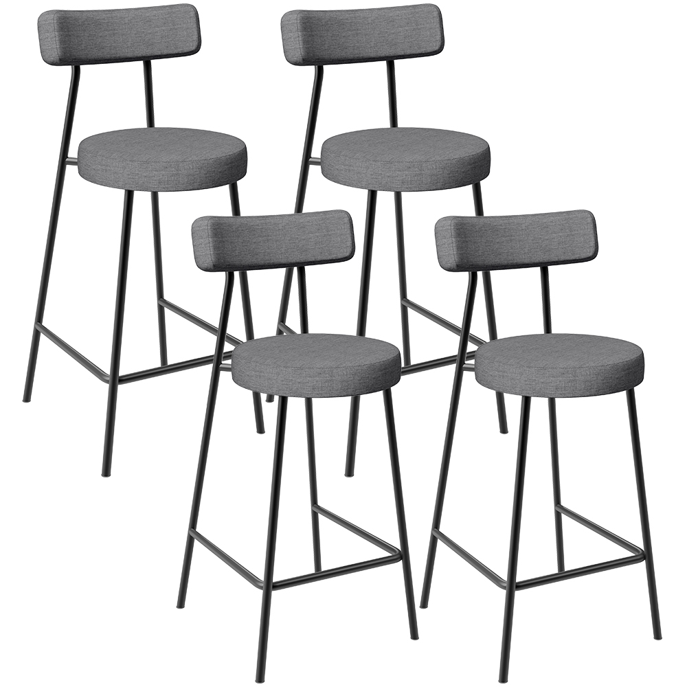 Kit 04 Banquetas Baixa Para Cozinha Sala De Jantar Bar Bancada Milão L02 Linho Cinza Escuro - Lyam Decor