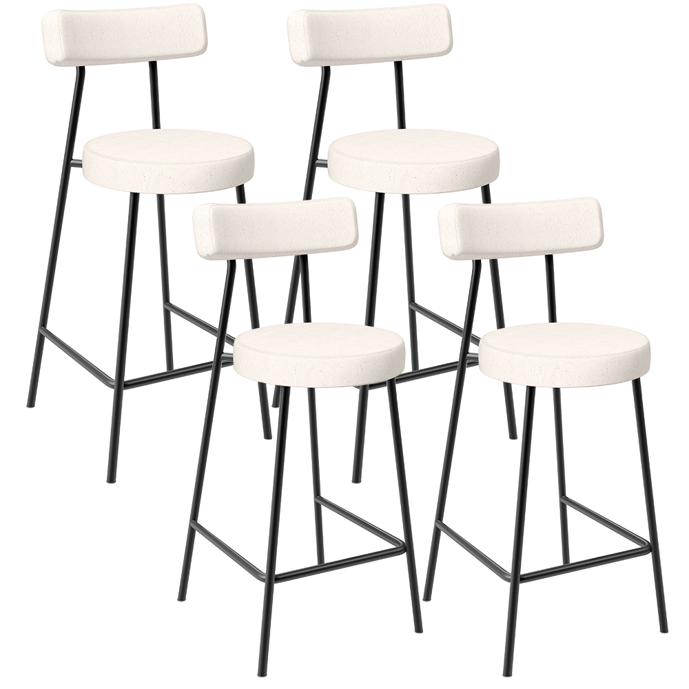 Kit 04 Banquetas Baixa Para Cozinha Sala De Jantar Bar Bancada Milão L02 Linho Cru - Lyam Decor
