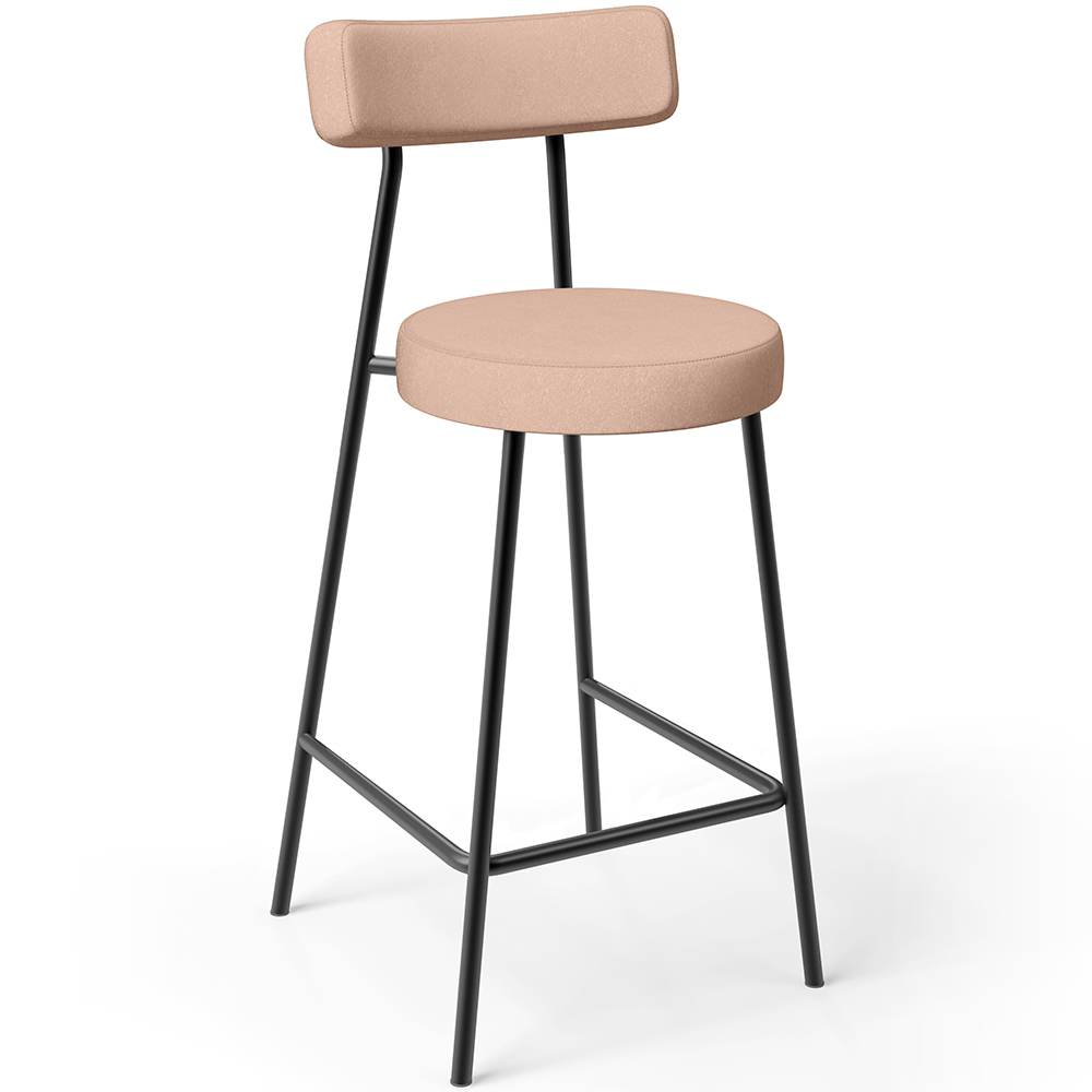 Kit 04 Banquetas Baixa Para Cozinha Sala De Jantar Bar Bancada Milão L02 Linho Rosê - Lyam Decor