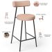 Kit 04 Banquetas Baixa Para Cozinha Sala De Jantar Bar Bancada Milão L02 Linho Rosê - Lyam Decor